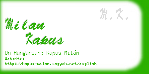 milan kapus business card